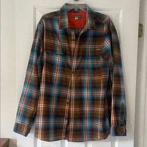 Eddie Bauer Red and Brown Plaid Shirt